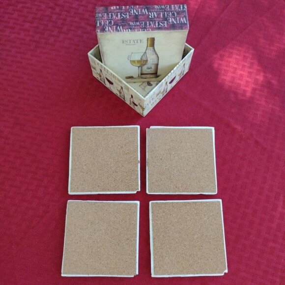 Emily Adams Set of 4 Wine Themed Stone Coasters – New in Box - Picture 2 of 3